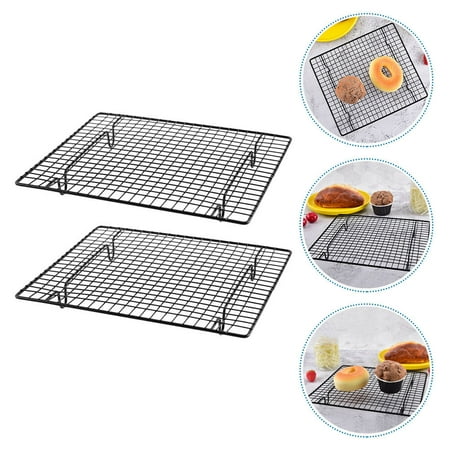 

WHAMVOX 2 Pcs Black Stainless Steel Cooling Rack Chef Grid Pattern