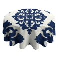 thumbnail image 4 of Blue and White Pioneer Flower Round Tablecloth 60" X 60",Wrinkle Wipeable Table Cloth for Kitchen Dining Room Picnic Patio Party, 4 of 6