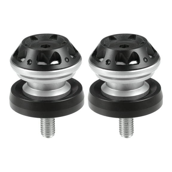 Unique Bargains 1 Pair Motorbike Swingarm Spools 8mm M8x1.25 CNC Swing Arm Spools Sliders Stand Silver Tone Black