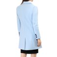 thumbnail image 3 of Abrigo de invierno para mujer INSPIRE CHIC, con solapa muesca, abrigo trinchera de doble botonadura, talla XL, azul, 3 of 7