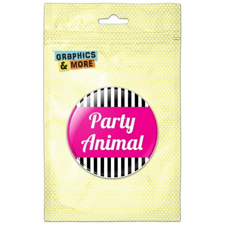 

Party Animal Pink with Stripes Refrigerator Button Magnet