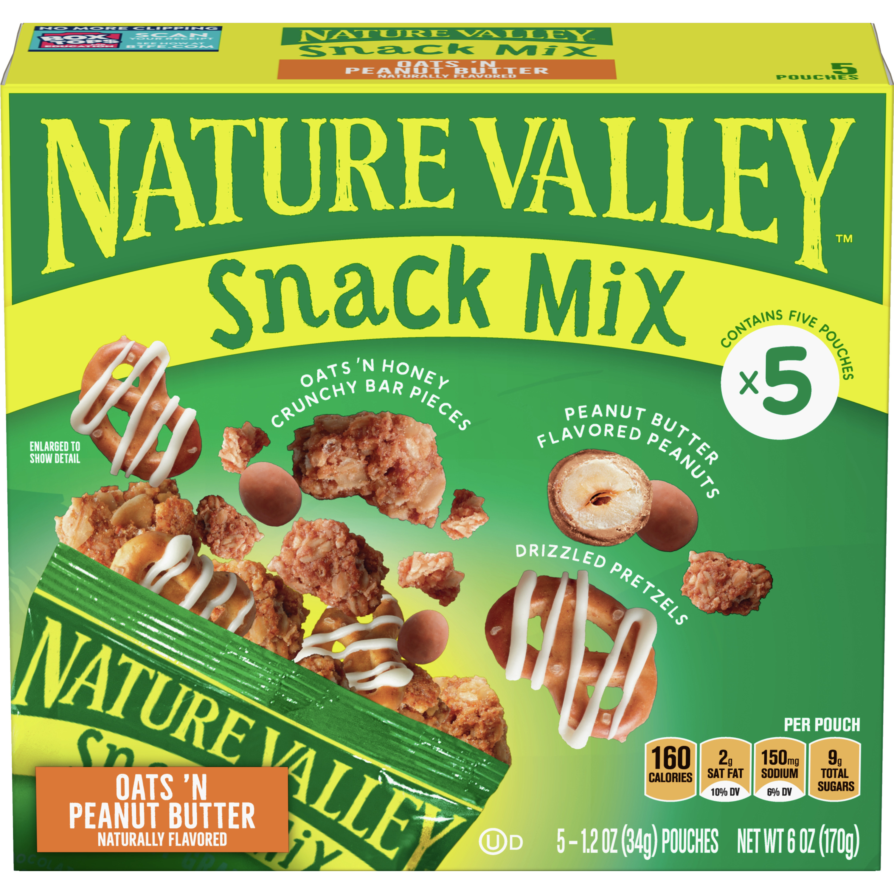 Nature Valley Crunchy Oats 'N Peanut Butter Snack Mix 5 Count Walmart