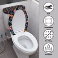 thumbnail image 4 of HELLHERO Colorful Owl Floral Toilet Seat Lid Cover Set Fits All Toilet Shapes Toilet Top Cover & Pack of 2 for Bathroom Supplies Stretchy Fabric Stretch, 4 of 8