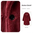thumbnail image 4 of Smsaxvxz Women's Winter Coat Casual Trench Fleece Long Collared Warm Jacket with Pockets Red L, 4 of 6