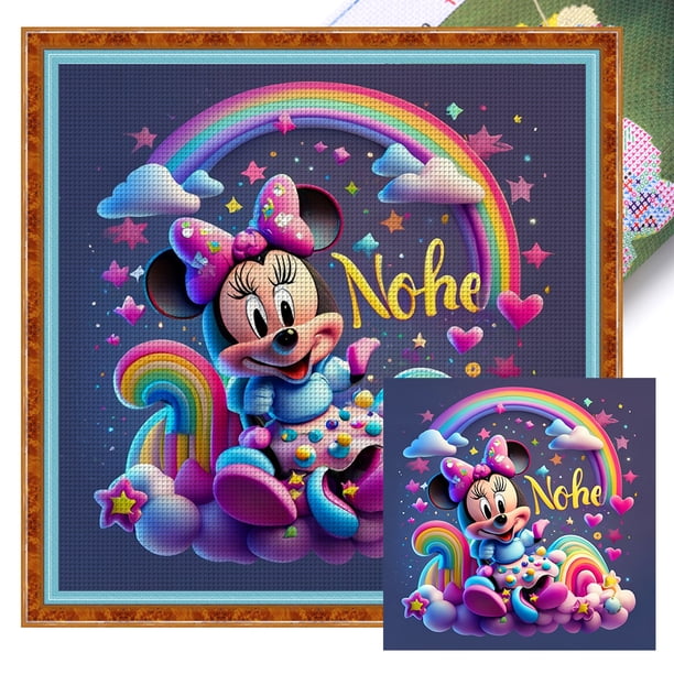 Kit Punto Cruz Minnie Hilo Algodón Ecológico Bordado 11CT 40x40cm