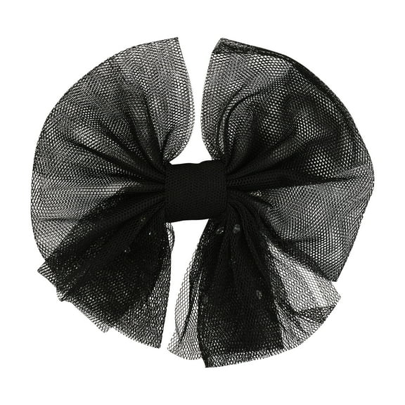 6 Inch Tulle Hair Bow with Rhinestones, Black