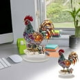 thumbnail image 2 of DefiDgd Rooster Table Standing Ornament,Colorful Decorative 2D Flat Acrylic Rooster for Desktop Centerpiece Office Home Decoration, 2 of 8
