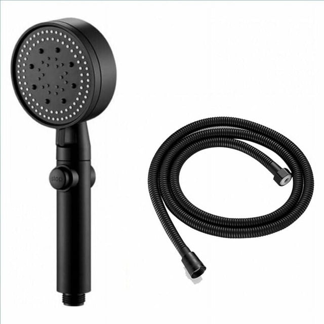 Multifunctional Shower Head with High Pressure, Chlorine Removal Filter, Universal Water Saving, for Eco-Friendly Bathing Experiences (Black)