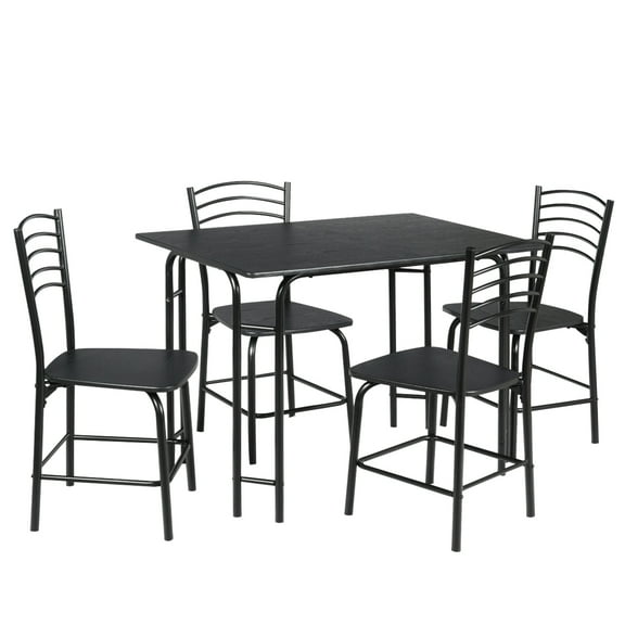 Topbuy 5 Pieces Dining Table and Chair Set Metal Frame Wooden Tabletop