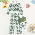 thumbnail image 2 of Povozer Girls Swimsuit 4 Piece Swimsuits Leaves Prints Bikini Bathing Suit(Green,11-12Y), 2 of 6
