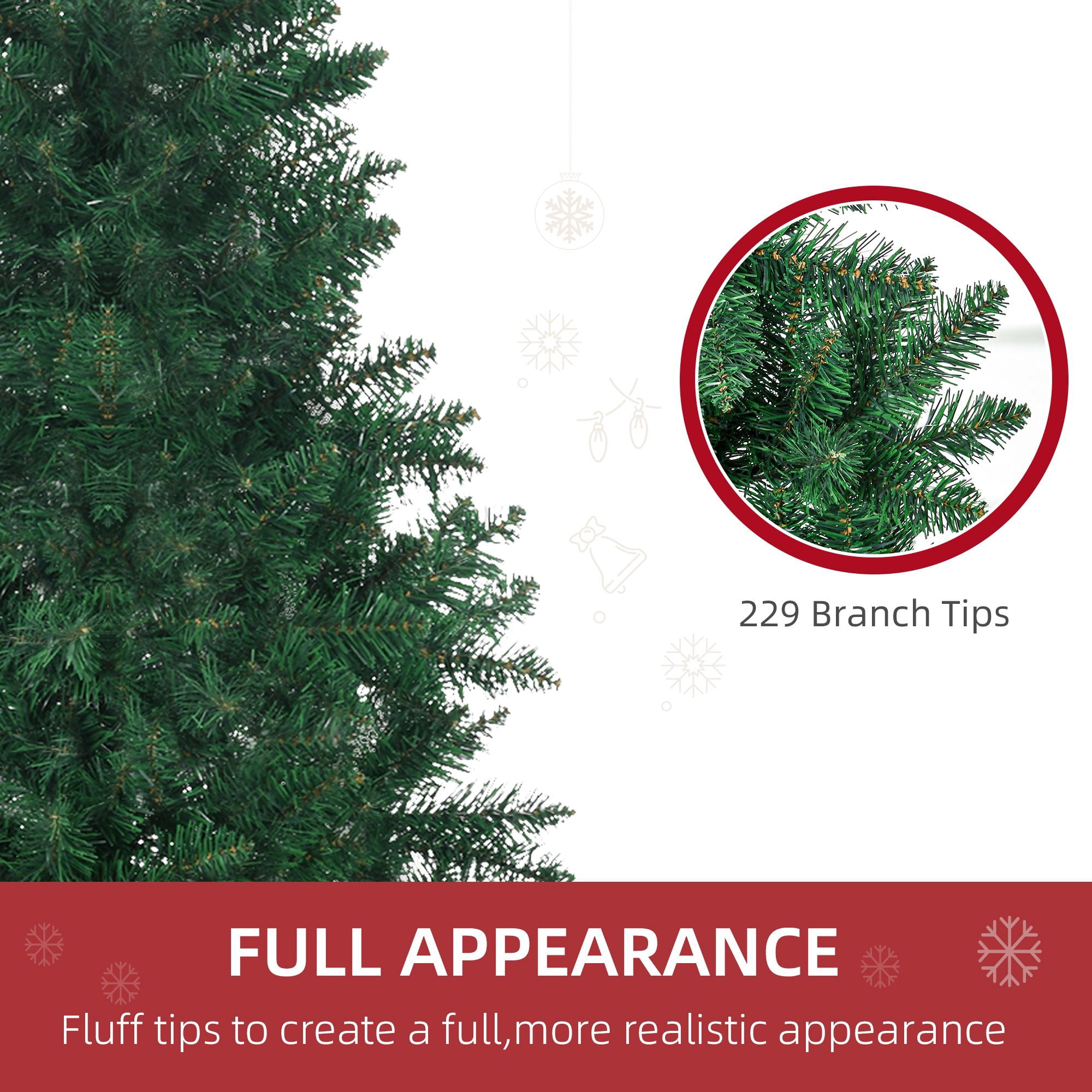 5 ft Artificial Half Christmas Tree with Auto Open Branches, Steel Base, 229 Tips, Indoor Wall Decor