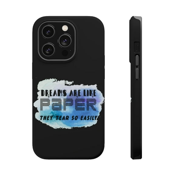 DistinctInk MagSafe Tough Case for Apple iPhone 15 Pro (6.1" Screen) - Dreams Like PaperThey Tear Easily - Raised Bezel Screen Guard