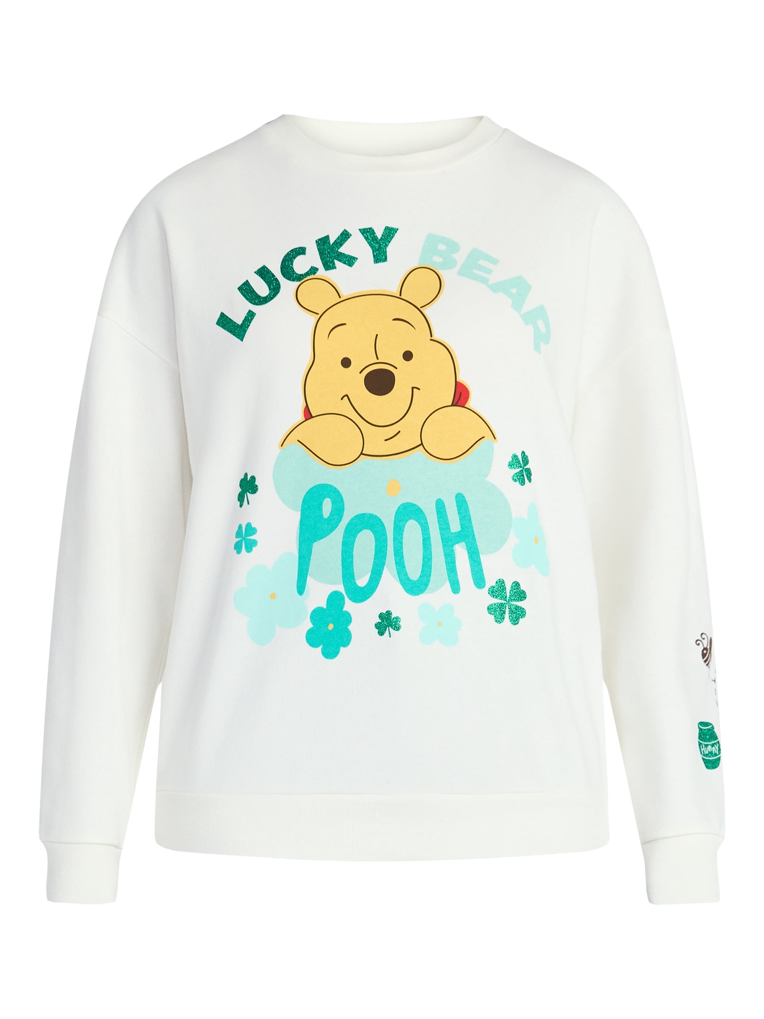 Winnie the Pooh Women's St. Patrick's Day Graphic Sweatshirt with Long Sleeves, Sizes XXS-XXL