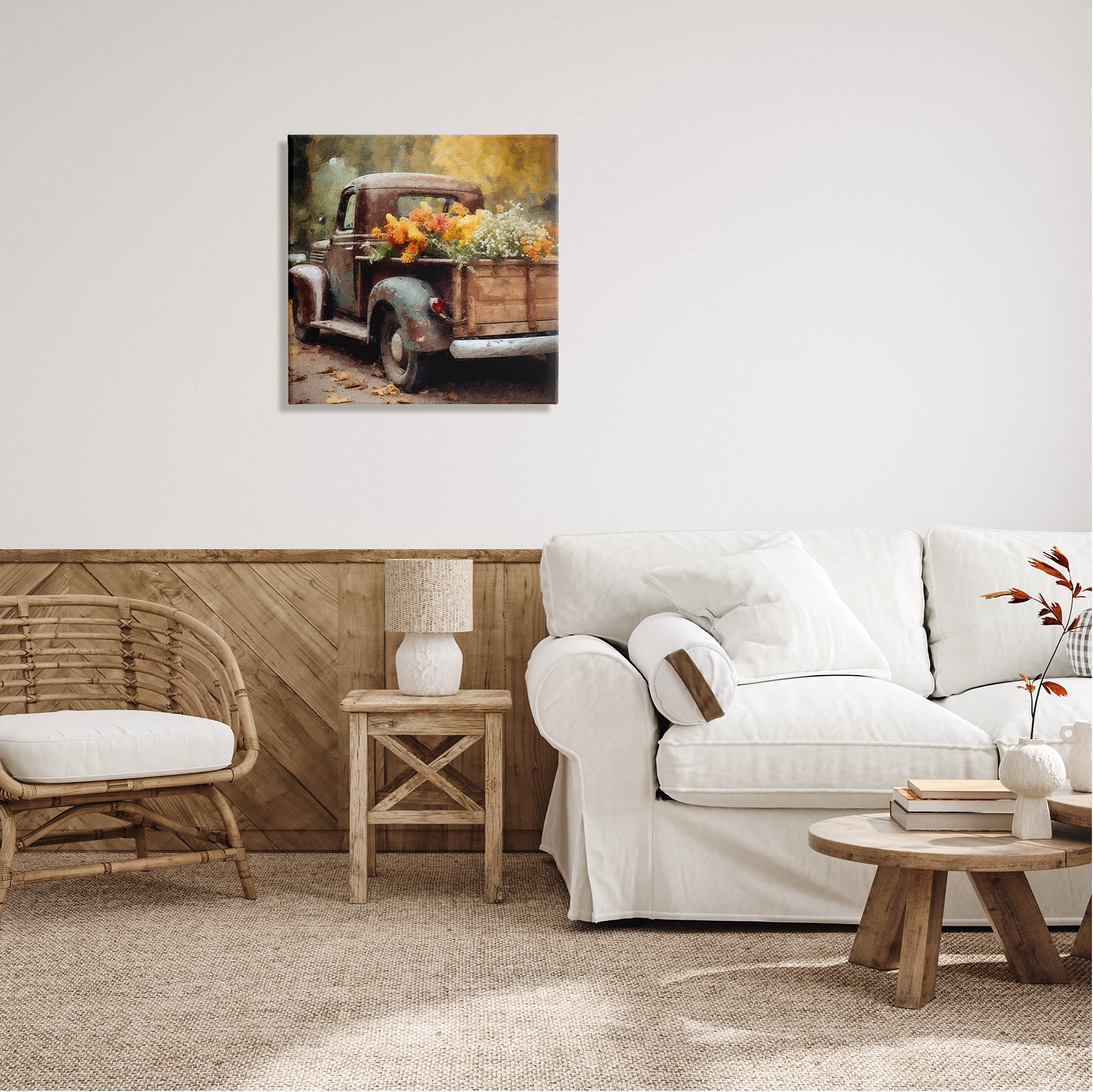 Stupell Industries Autumnal Plants in Truck Holiday Painting Gallery Wrapped Canvas Art Print Wall Art, 24 x 24