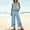 Blue plus size 2 piece set a1, variant on Women Plus Size 2 Piece Set Round Neck Sleeveless Tank Top Wide Leg Pants Casual Summer Boho Outfits Matching Lounge Sets Travel Airport Clothes Tracksuits, Khaki 2XL