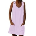 thumbnail image 2 of LOVZFMLL Robes Femmes Mode Vacances Été Col Poches Rayé Quotidien Robe d'Été Sans Manches Fête Plage Robe, 2 of 6