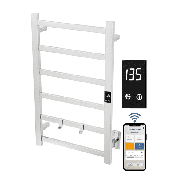 Topdattion Smart Wireless Electric Towel Warmer | Blade Thin 6 Bar Design | Polished