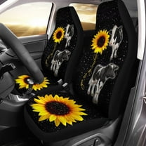 POLERO Automobile Seat Cover Sets, Bling Sunflower Cow Print Car Accessories for Women Men Set of 2 Pack, Auto Interior Decoration Soft and Durable