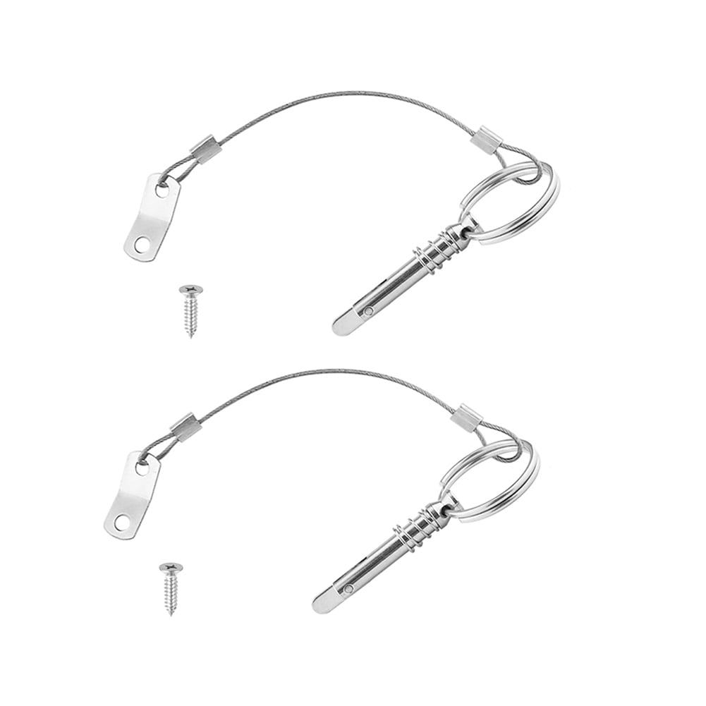 VTurboWay 4 Pack Quick Release Pin 1/4 Diameter w/Lanyard Prevents Loss Bimini Top Pin Full 316 Stainless Steel Marine Hardware All Parts are Made of 316 Stainless Steel