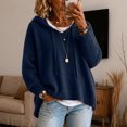 thumbnail image 4 of Women's Drop Shoulder Long Sleeve Drawstring Loose Knit Hooded Pullover Sweater L, 4 of 6