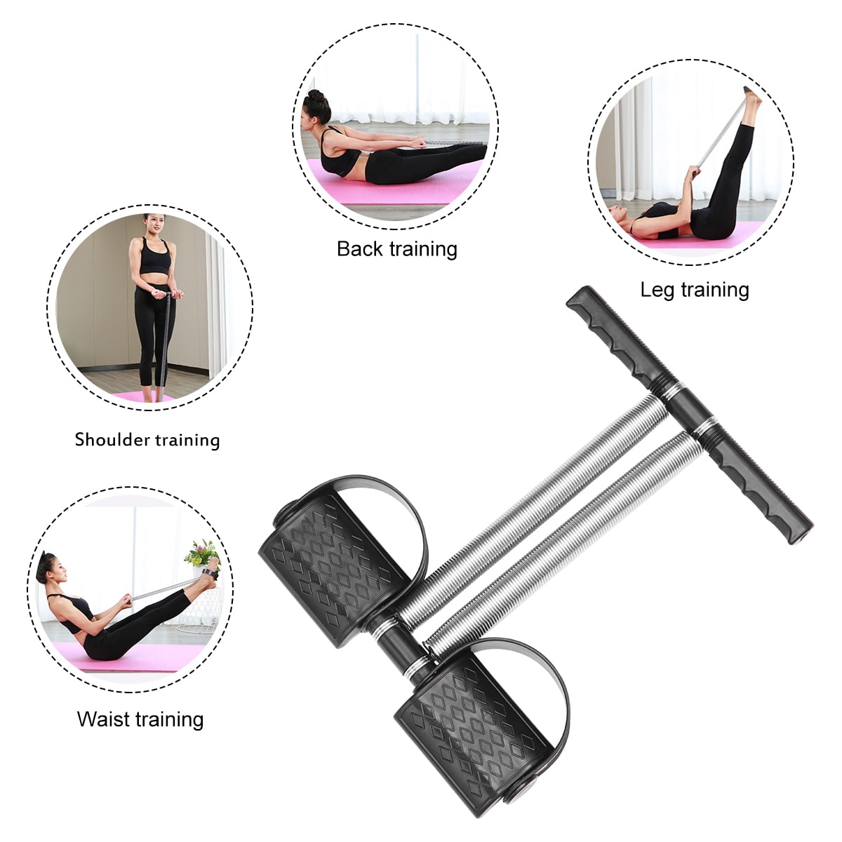 LULULION Black Pedal Fitness Steel Pull Rope for Sports Use, Ergonomic Handles, Resistance Training