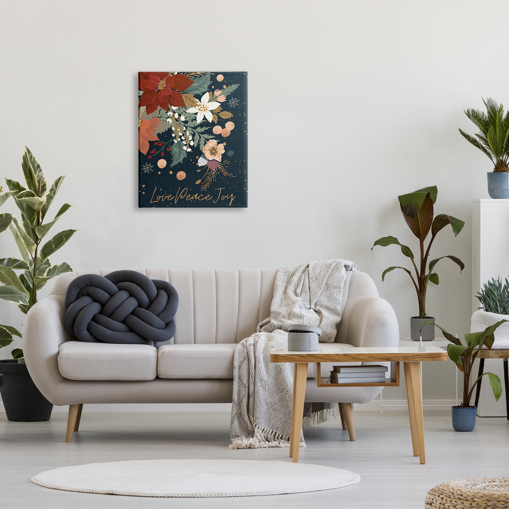 Stupell Industries Love Peace Joy Winter Florals Seasonal Sentiment, 24 x 30, Designed by Andrea Jasid Grassi