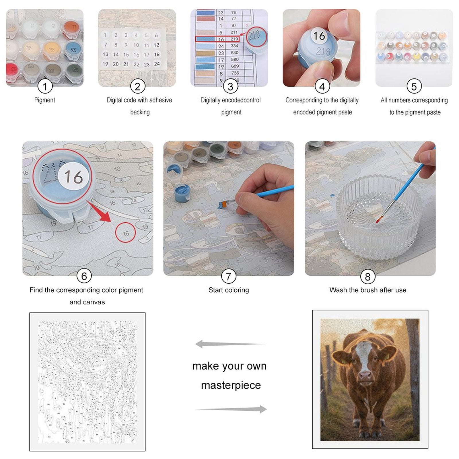 Paint by Numbers Kit for Adults, Sunlit Pasture Cow Pathway Paint by Numbers, Easy Paint by Numbers Kit for Adults Beginner, DIY Adult Paint by Number Kits on Canvas, Home Decor