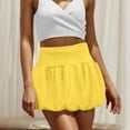 thumbnail image 2 of WTOBBY Women's Fashion Solid Color High Waist Bubble Skirt, Double Layer Design with Light Stretch, Casual Half Skirt for Office and Party Wear, Elegant Tiered Style,Yellow L, 2 of 5