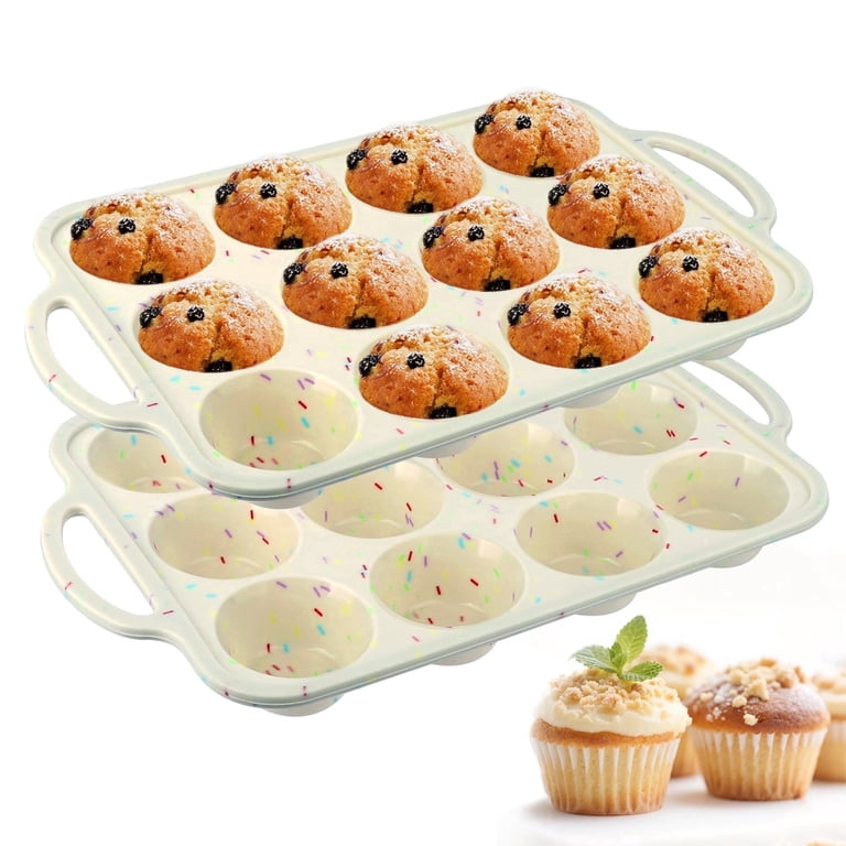 AOKIWO 2-Piece Silicone Muffin Pan, 12-Cup photo 1