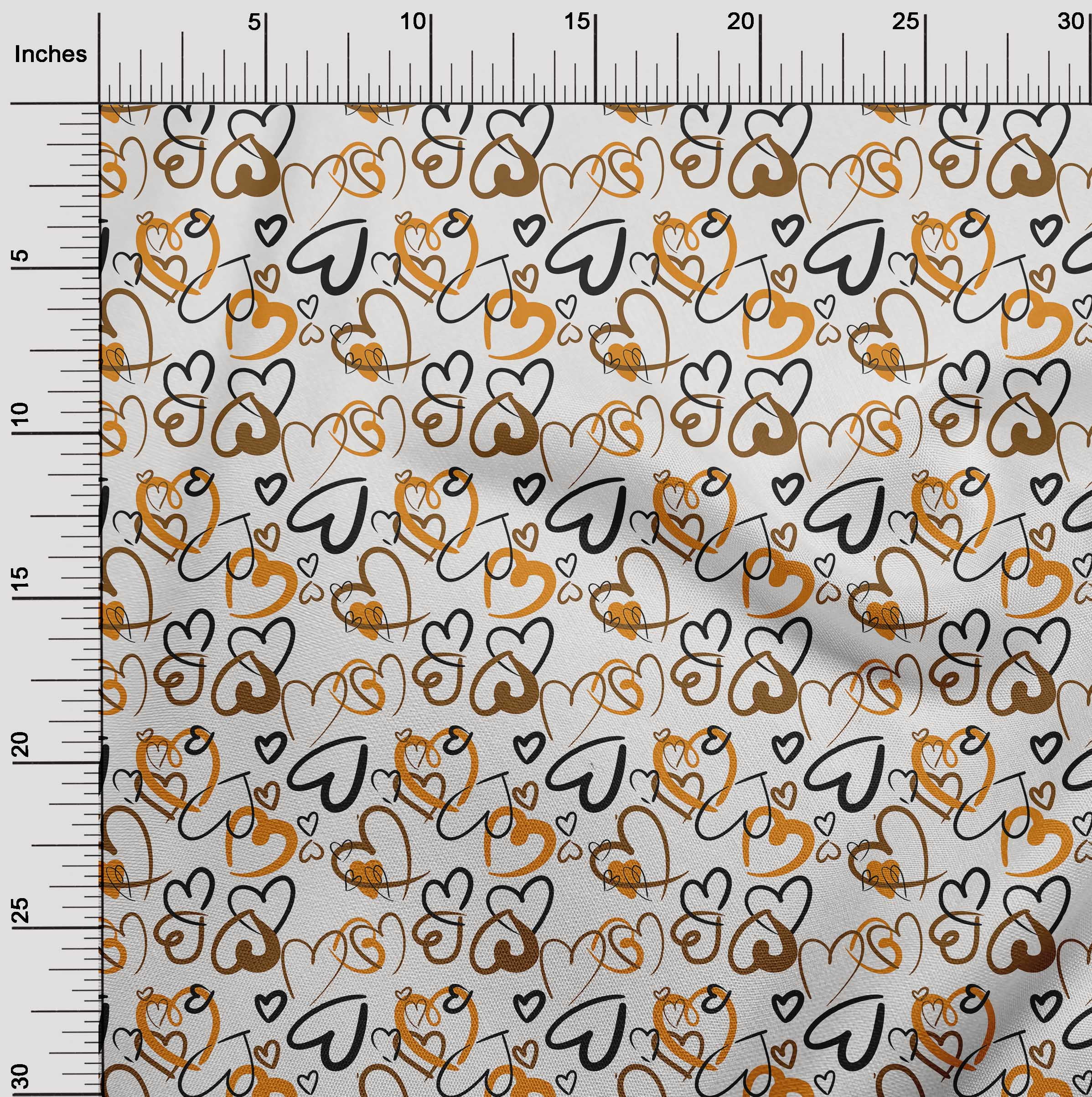 oneOone Cotton Poplin Orange Fabric Valentine Heart Fabric For Sewing Printed Craft Fabric By The Yard 42 Inch Wide