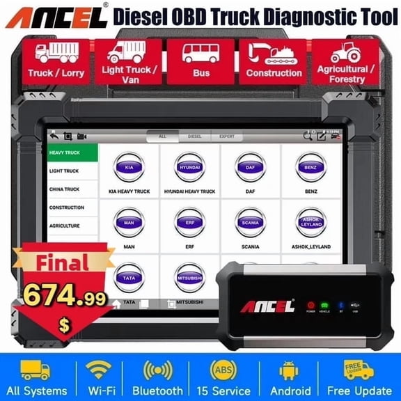 ANCEL X7 HD OBD2 Scanner Code Reader Diagnostic Tool Full System Automotive for Heavy Duty Truck