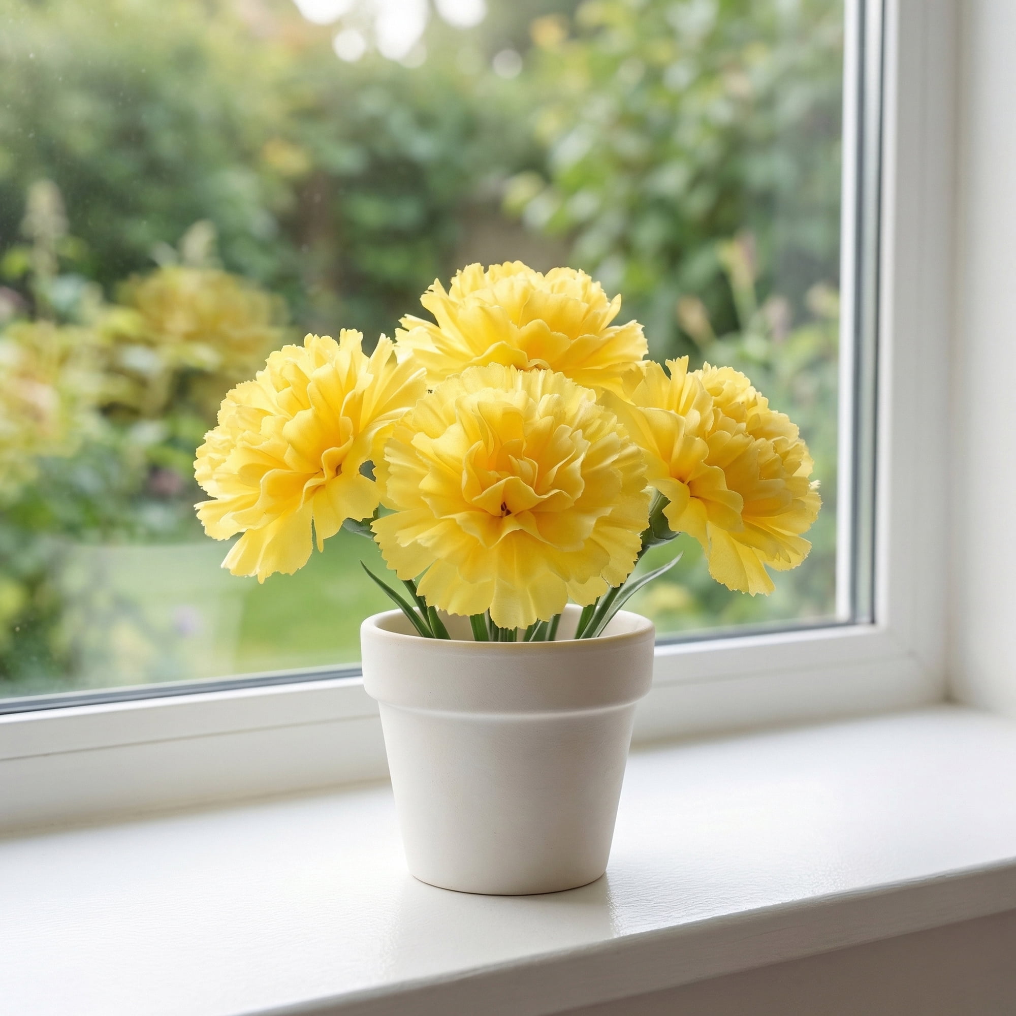 Unique Bargains Artificial Silk Carnation Bouquets with Detachable Heads Yellow 5.9 in