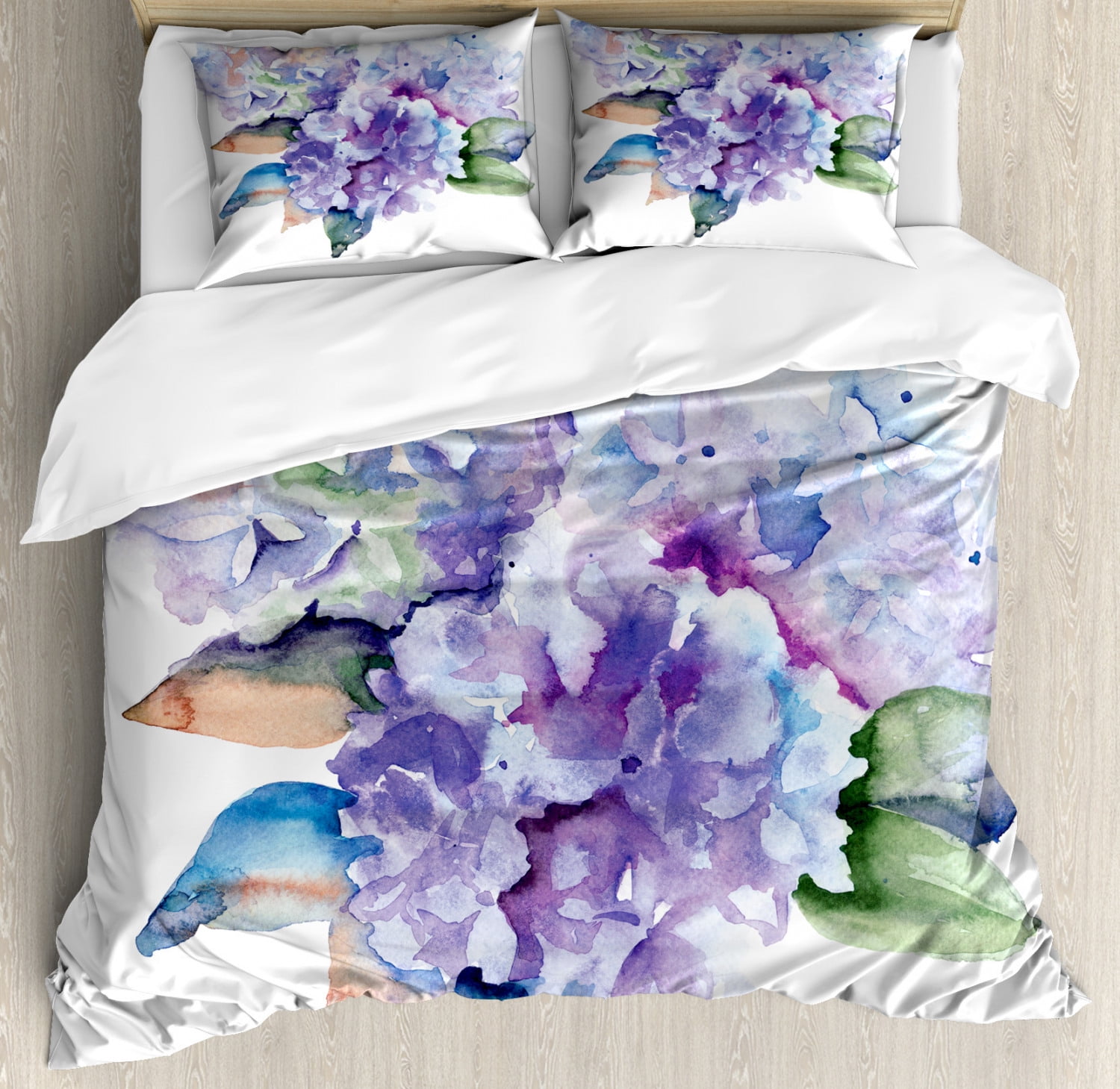 Pattern Purple and Violet Abstract Leaves Duvet Cover or Comforter Girl Bedroom Gift Shams Dorm Watercolor Lavender Boho Christmas