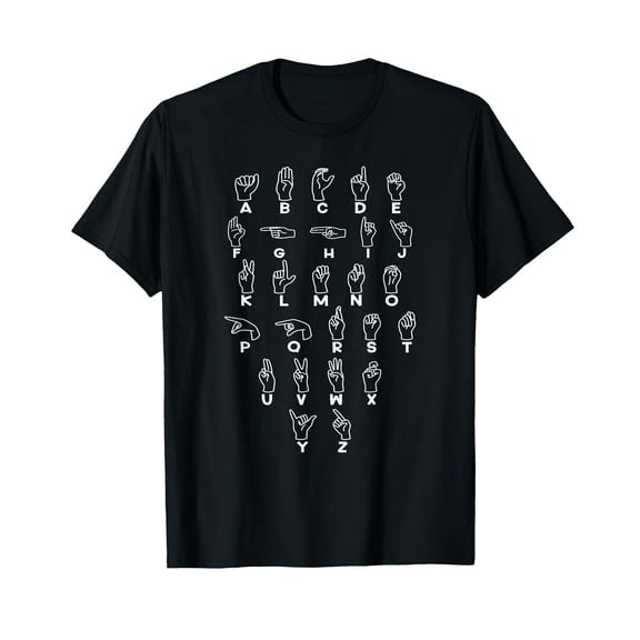 ASL American Sign Language Deaf Awareness ABCD Alphabet T-Shirt