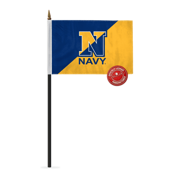 AGAS United States Navy N Logo Stick Flag 4 x 6 inch with Plastic Pole and Base