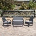 thumbnail image 1 of Kilburn Outdoor 4 Piece Grey Wicker Chat Set with Silver Water Resistant Cushions, 1 of 4