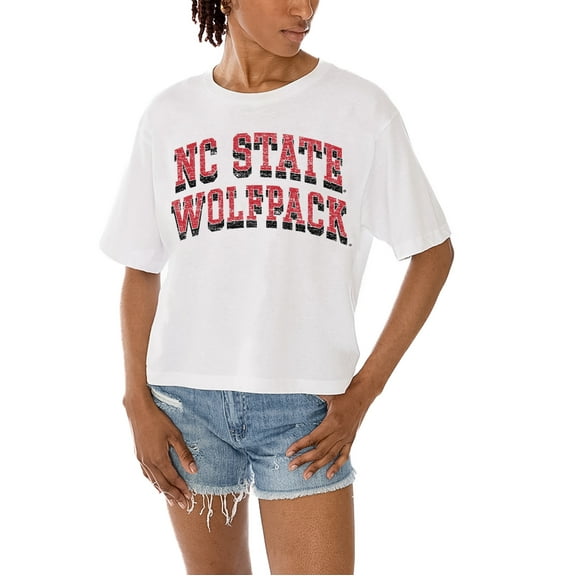 Women's Gameday Couture White NC State Wolfpack Claim To Fame Boxy Cropped T-Shirt