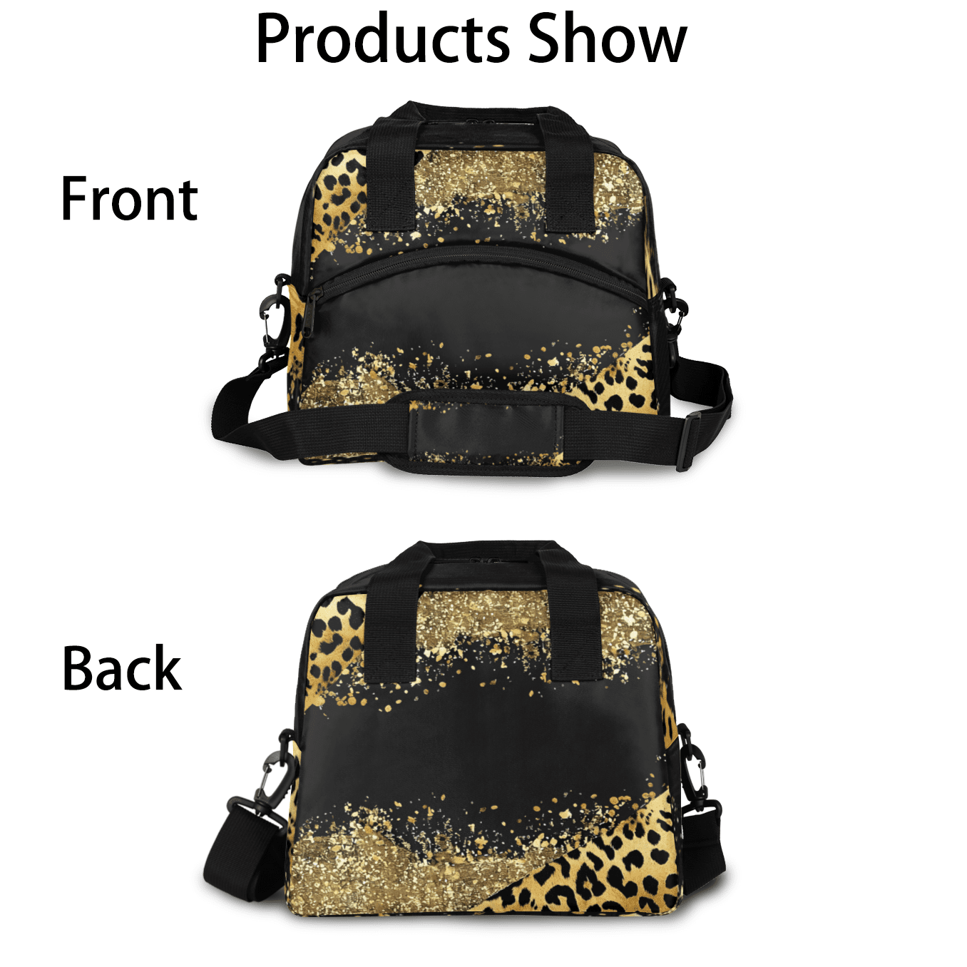Herdesigns Brown Leopard Cheetah Insulated Lunch Bag for Women Men Adults Large Reusable Lunch Box Leakproof Portable Cooler Tote Bags with Adjustable Shoulder Strap