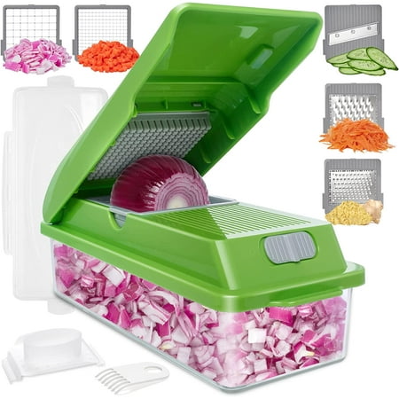 

GLADICER 5-in-1 Vegetable Chopper Multi-functional Mandoline Slicer Food Choppers Vegetable Slicer Cutter Dicer Veggie Chopper Pro Onion Chopper Enlarged Storage Container with Lids