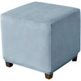 thumbnail image 1 of Ottoman Cover Square Velvet Ottoman Covers Protector for Footrest Foot Stool Furniture Stretch Comfortable with Elastic Bottom Small Stone Blue, 1 of 6