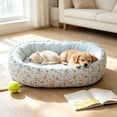thumbnail image 5 of Premium Floral Pet Bed - Aesthetic Anti-Anxiety Calming Cat Bed - Soft Flower Print for Small Pets, All Season, 5 of 6