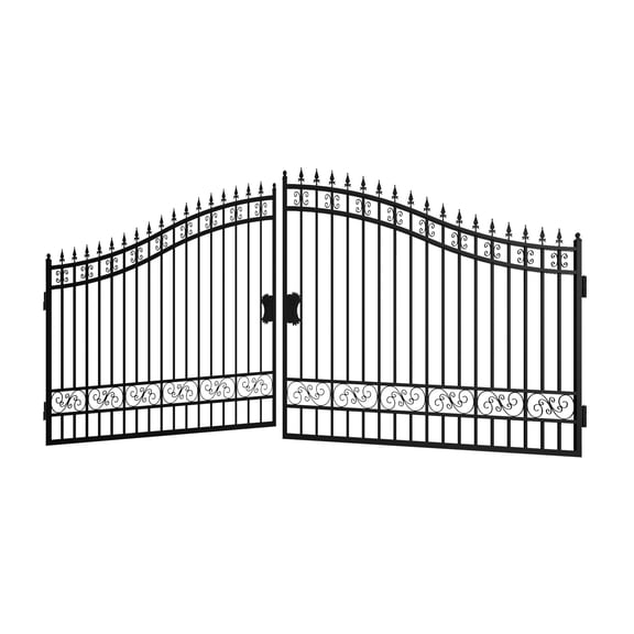 Chery Industrial Outdoor Swing Iron Gate for Driveway, Security Gate, Outdoor Fence Gate, Vienna Style for Yard, Backyard Patio（20'Basic）