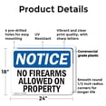 thumbnail image 2 of (2 Pack) No Firearms Allowed On Property OSHA Notice Sign 24 Inch X 18 Inch Plastic Sign, Weather Resistant, UV Protected for Workplace, Business, and Construction Site, Made in the USA, 2 of 8