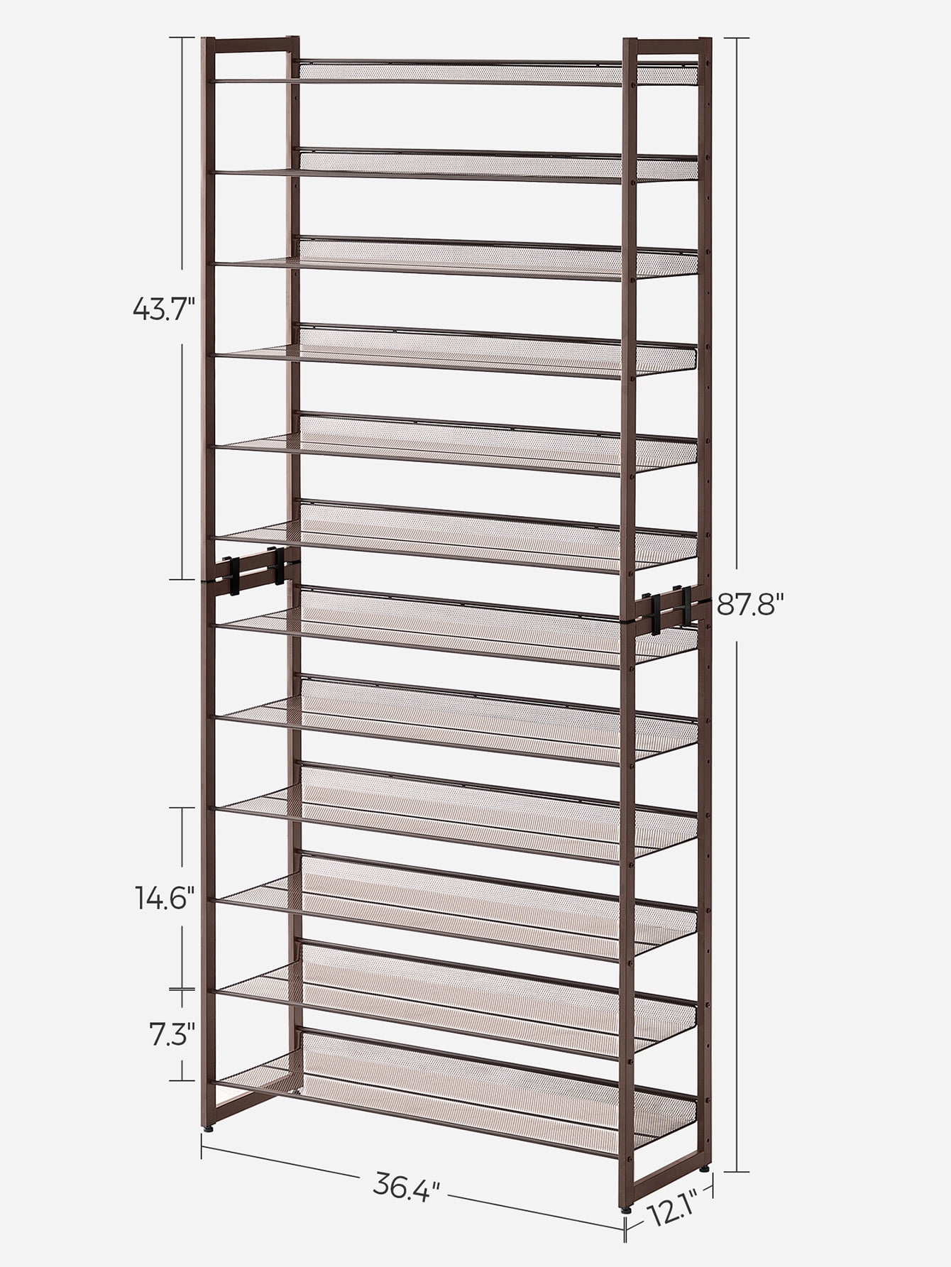 SONGMICS 6-Tier Shoe Rack, Set of 2 Stackable Shoe Organizer, Bronze