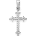 thumbnail image 1 of 14K White Gold 1/10Ct. Diamond Fleur E Lis Cross Pendant (20 X 10.5) Made In India pm5075-010-wa, 1 of 6
