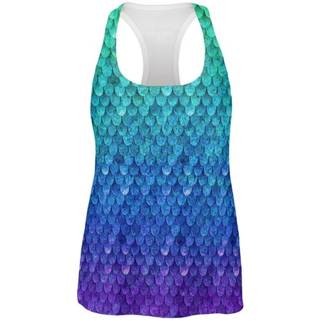 Halloween Mermaid Scales Costume All Over Womens Work Out Tank Top
