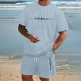 thumbnail image 2 of Xmyrz Shorts Set For Men Outfits Set Print Short Sleeve Suitable Holiday Fresh Regular Style Large Size Trendy Letter Clothes Sets, 2 of 5