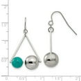 thumbnail image 3 of White Stainless Steel Earring Drop & Dangle Women'S Synthetic Turquoise Round Blue 16.5 mm 10.18, 3 of 3