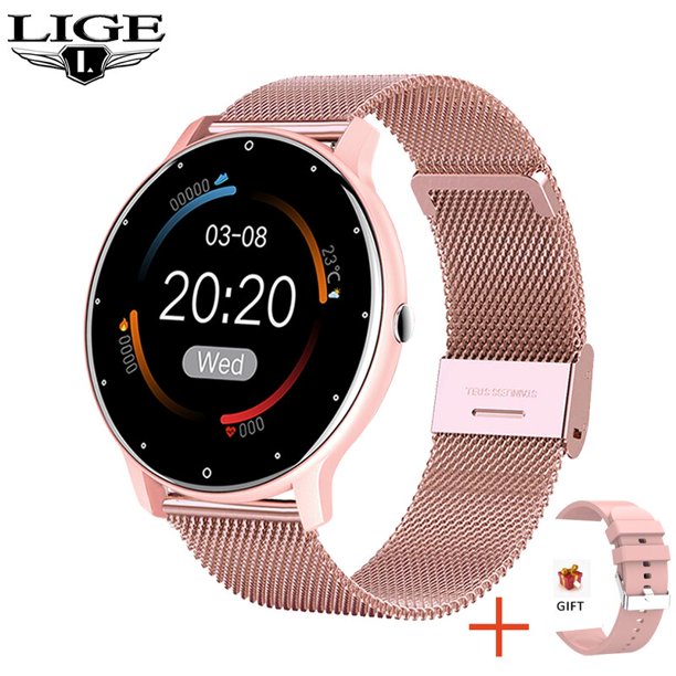 Reloj inteligente LIGE 2022 para mujer, reloj deportivo con pantalla completamente táctil, reloj deportivo IP67 resistente al agua con Bluetooth para Android iOS, reloj inteligente para mujer Deng Xun unisex
