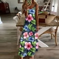 thumbnail image 2 of Robe d'Été pour Femmes Sans Manches Col en V Imprimée Décontractée Longue Maxi Robe pour Plage Vacances Extérieur, 2 of 8